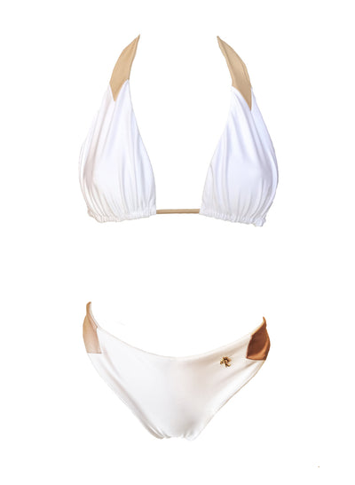 MIRA HALTER TOP & CLASSIC BOTTOM - WHITE - Regina's Desire Swimwear