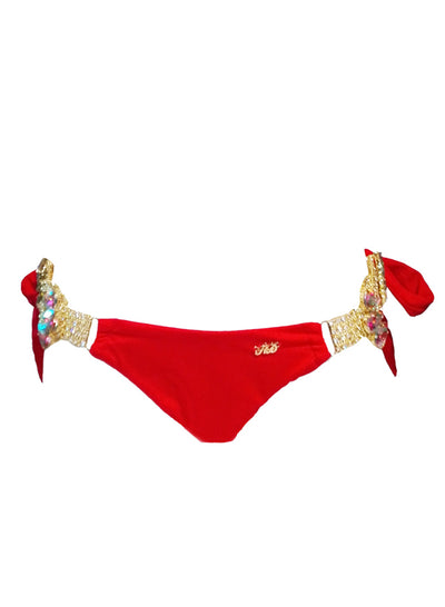 Amber Tie Side Bottom - Red - Regina's Desire Swimwear