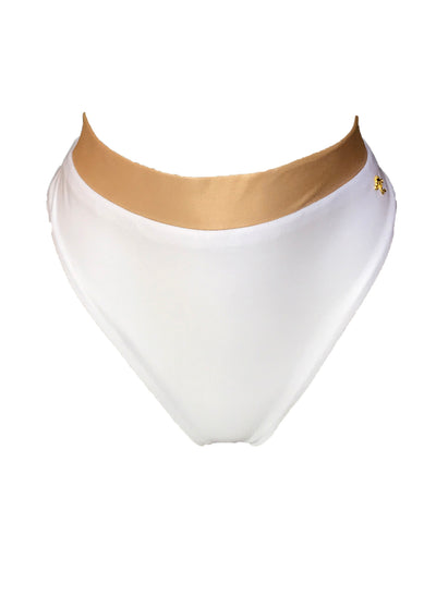 Kira High Waist Bottom - White - Regina's Desire Swimwear